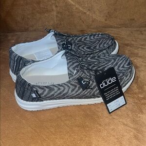 Hey Dude Gray and White Patterned Slip-Ons